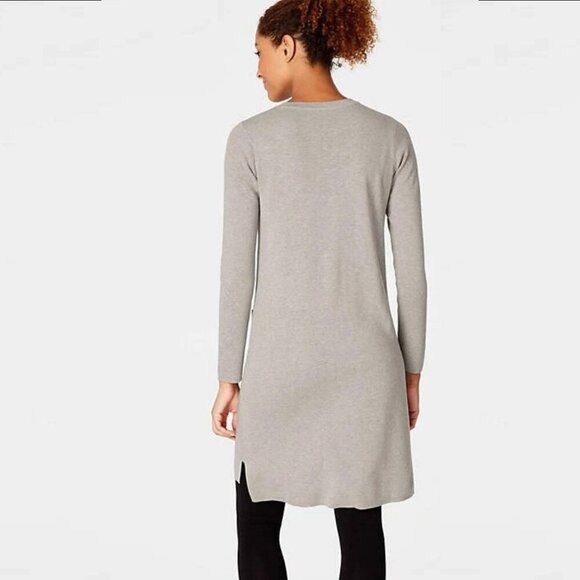 J. Jill "PureJill" Cotton and Cashmere Tunic Sweater Dress, Tan/Beige, size L - Picture 2 of 9